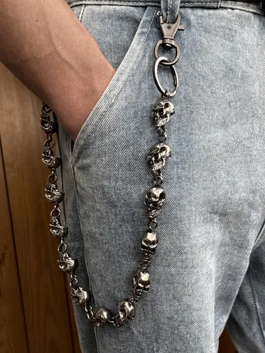 Miniatura 5 de PINKPIN Skull Wallet Chains for Men Pants Chain Jean Chains Belt Chain Biker Chain Skull Chains Halloween Costumes Decor Pocket Chains Punk Heavy
