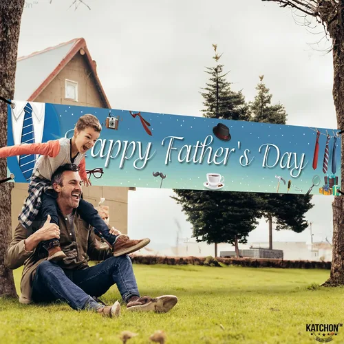 Miniatura 6 de KatchOn, Cartel de feliz día del padre – XL, 120 x 20 pulgadas Cartel del Día del Padre para decoración del día del padre para fiesta Telón