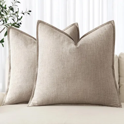 Miniatura 18 de MIULEE - Juego de 2 fundas de almohada decorativas de lino, estilo bohemio, rústico, neutral, para sofá, cama, 16 x 16 pulgadas, color marrón
