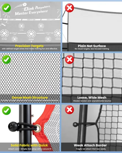 Miniatura 5 de Red de práctica de pickleball Rebounder de 6 pies: Red de entrenamiento de pickleball con marco de metal fuerte, portátil para entrada al aire