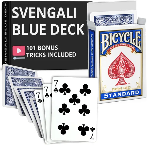 Miniatura 60 de Ted's Sterling Magic Precision Blue Rider Back Bicicleta Svengali Deck con instrucciones para más de 100 trucos (2 de clubes)