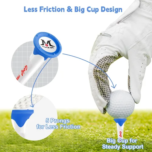 Miniatura 2 de MAZEL Paquete de 8 camisetas de golf de plástico, excelente durabilidad y estabilidad, camisetas de plástico con 5 puntas, reduce la fricción