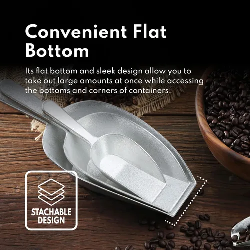 Miniatura 8 de New Star Foodservice 34622 Cuchara de utilidad de fondo plano de aluminio fundido, 1 oz, tamaño extra pequeño, plateado (solo lavado a mano)