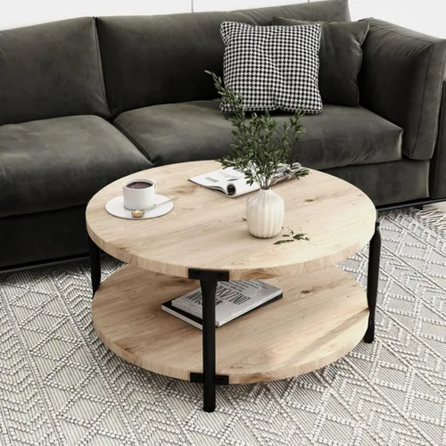 Miniatura 35 de KEVINSPACE Mesa auxiliar negra con borde dorado en la parte inferior, mesa de centro redonda para espacios pequeños, mesa auxiliar de madera mesita