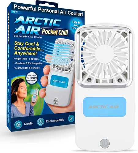 Miniatura 11 de Arctic Air Ventilador portátil pequeño de bolsillo, potente enfriador de aire personal con 3 velocidades ajustables, duración de la batería de 12