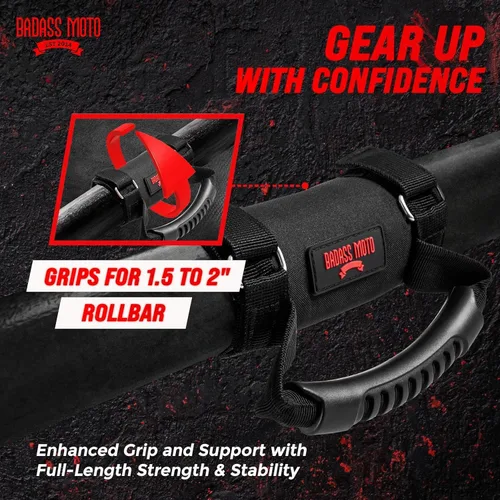 Miniatura 2 de Badass Moto Asas de agarre de barra antivuelco - Asas de agarre SXS, ATV y UTV Negro 2-PK