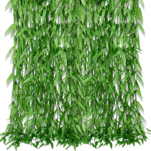 Riceshoot 200 piezas de hojas artificiales colgantes de 1200 pies, guirnalda de sauce falso, enredaderas artificiales para pared, balcón, jardín,