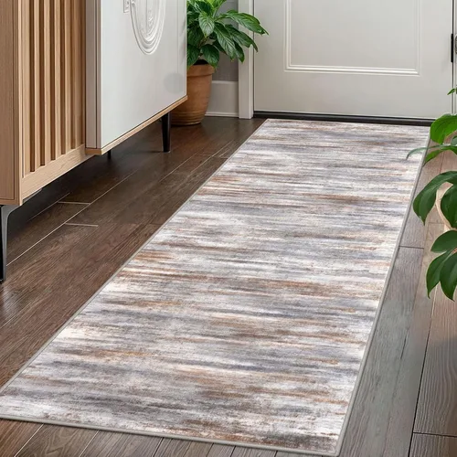 Miniatura 70 de KOZYFLY – Alfombra de pasillo moderna y lavable de diseño abstracto verde, 2 x 5 pies, antideslizante, suave y de pelo corto, ideal para cocina