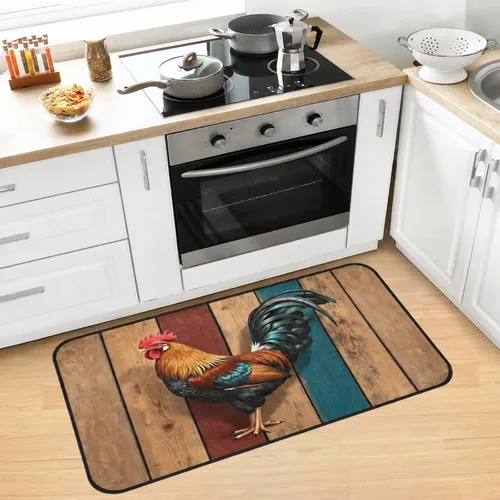 Tapete de cocina de gallo de granja, antideslizante, lavable, para baño, sala de estar, dormitorio, 39 x 20 pulgadas