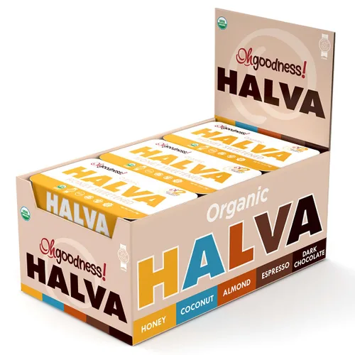 Miniatura 12 de OhGoodness! Halva de miel orgánica, paquete de 3, solo dos ingredientes simples, aperitivo y postre para derretir en la boca, golosina endulzada