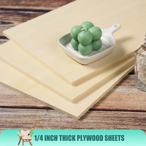 Miniatura 6 de Paquete de 6 hojas de madera de tilo de 10.7 x 7 x 1/4 pulgadas-6mm de grosor para manualidades, hojas de madera contrachapada sin terminar, paneles