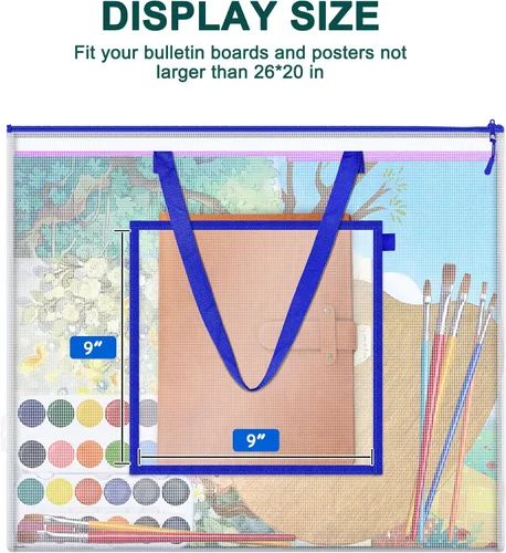 Miniatura 4 de AKAYOK Bolsa grande de almacenamiento para pósteres, bolsa de arte de 25 x 19 pulgadas con bolsillo para póster, alfombrillas de corte, álbum