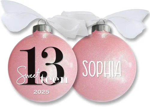 Miniatura 20 de Adorno de Navidad oficial de 13 adolescentes, regalo de cumpleaños número 13 para adolescentes, niño o niña, recuerdo de 13 años, bola brillante