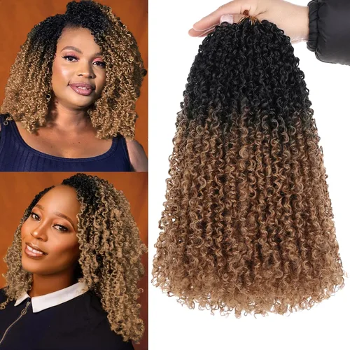 Miniatura 23 de Unionbeauty - Paquete de 8 trenzas de ganchillo Yanky Twist de 6 pulgadas, 8 paquetes, color negro natural, micro Passion Twist, extensiones