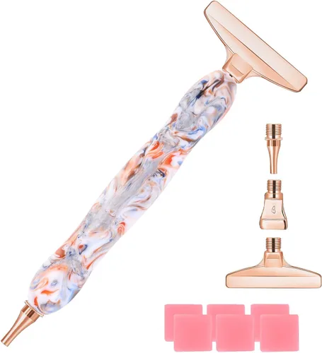 Miniatura 5 de Snewvie Juego de Herramientas y Accesorios para Pinceles de Pintura de Diamantes, 1 Bolígrafo de Arte de Diamantes y 12 Puntas de Rosca de Metal