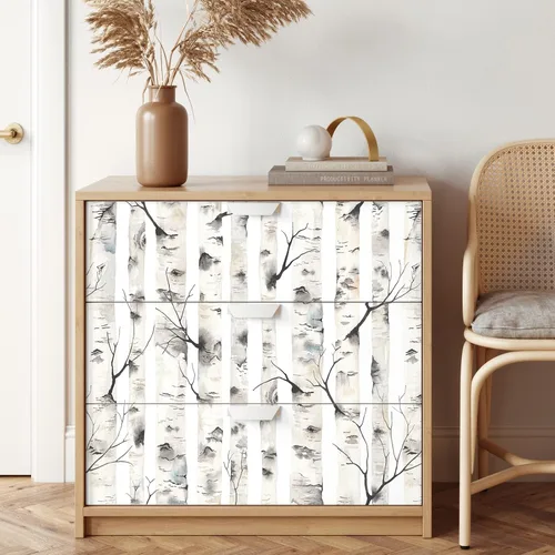 Miniatura 7 de VEELIKE Papel tapiz de abedul para despegar y pegar, papel de contacto rústico de abedul de 17.7 x 354 pulgadas, mural de pared extraíble de bosque