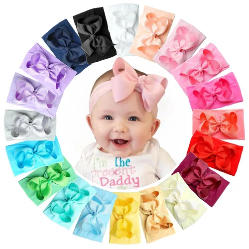Miniatura 8 de 12 diademas de 6 pulgadas para bebé, diademas de nailon suave, con lazo grande, súper elásticas, para bebés, niñas recién nacidas y niños pequeños