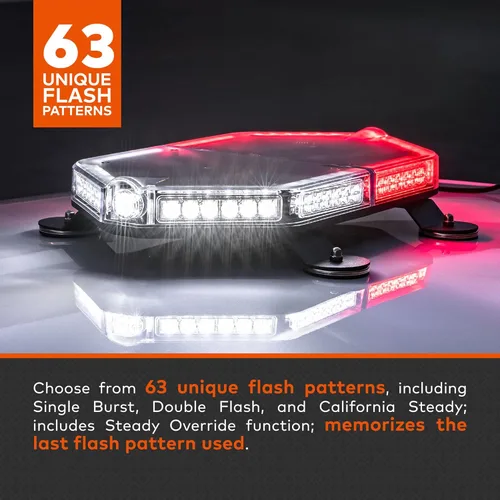 Miniatura 2 de NanoFlare NFMB56 Mini Barra de Luz Estroboscópica LED Roja Blanca de 17" 12V 56W [Clase SAE 1] [Imán/Montaje Permanente] Barra de Luz de Baliza