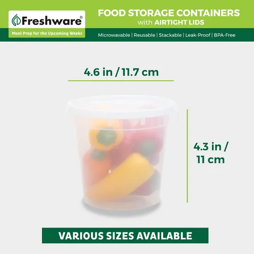 Miniatura 3 de Recipientes de almacenamiento de alimentos Freshware 24 oz recipientes de plástico con tapas, para limo, sopa, preparación de comidas, libres