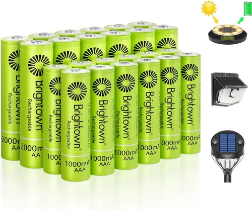 Miniatura 10 de Brightown Paquete de 4 pilas AAA de 800 mAh y 8 pilas recargables AA de 1000 mAh – Batería de alta capacidad NiMH de 1.2 V – Ideal para luces