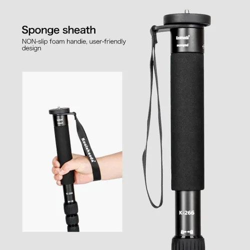 Miniatura 6 de Koolehaoda Monopod para cámara portátil de aluminio de 61 pulgadas, telescópico de 6 secciones, plegable es de solo 15 pulgadas, monopie compacto