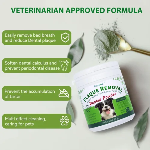 Miniatura 5 de Petstoral Polvo dental natural para perros, cuidado dental para perros, removedor de placa y tratamiento para el mal aliento, encías saludables