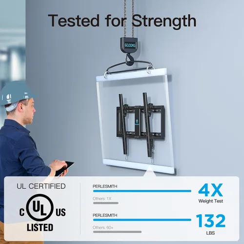 Miniatura 3 de PERLESMITH Soporte de TV con certificación UL para la mayoría de televisores de 37 a 85 pulgadas, soporte de pared universal para TV de 16 a 24