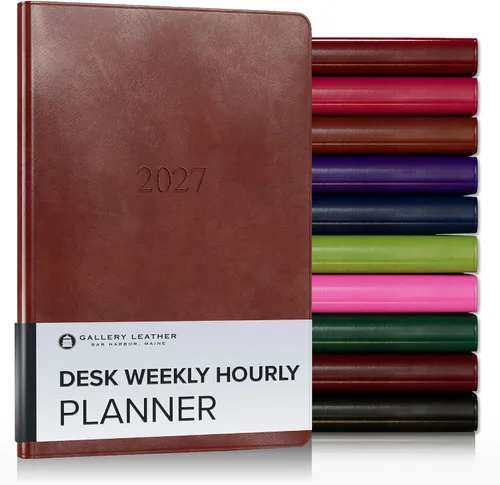Miniatura 113 de Gallery Leather Agenda semanal y mensual grande 2025-2026, agenda y cuaderno con elegantes bordes de página dorados dorados, 12 meses, cactus Cactus