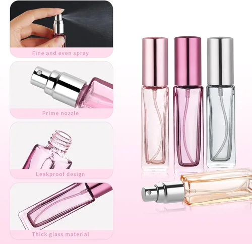 Miniatura 3 de YOCASII Botella de perfume de viaje de vidrio recargable, botellas de perfume de 0.3 fl oz, atomizador de botella de perfume de bolsillo, 4 botellas