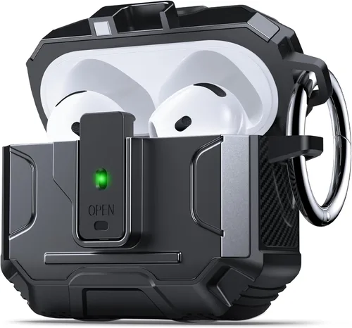Miniatura 23 de DASFOND - Funda de armadura para AirPods de 2ª y 1ª generación, carcasa de cuerpo completo de grado militar a prueba de golpes, soporte de carga