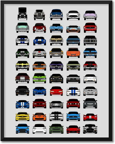 Custom Car Posters Póster hecho a mano compatible con póster de American Muscle Car e impresión de automóviles clásicos y vehículos icónicos, 8 x 10
