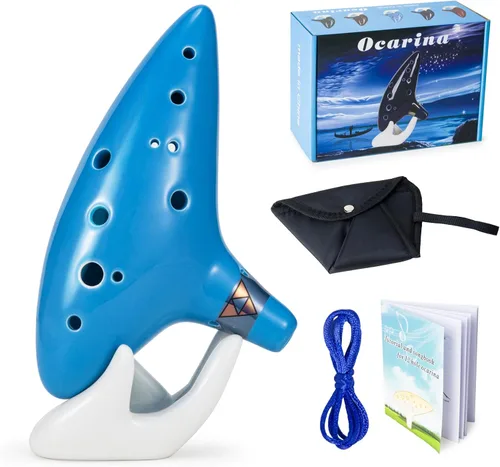Miniatura 9 de Zelda Ocarina, 12 agujeros, tono Alto C, con libro de canciones (canciones de La leyenda de Zelda), instrumentos de sanación sonora