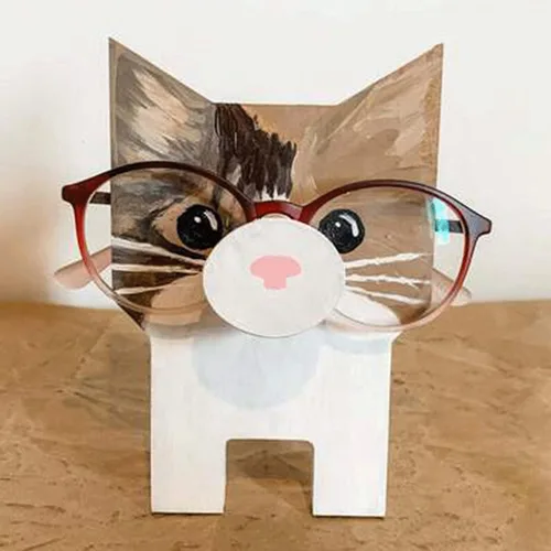 Miniatura 2 de Divertido soporte de lentes de animales, bonita exhibición de gafas de sol en forma de gato, soporte para gafas de mascotas para decoración