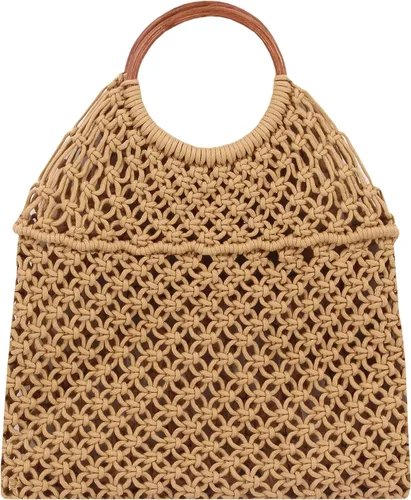 Miniatura 2 de Naimo Bolso de hombro de playa de paja para mujer, bolso de mano grande, tejido a mano, bolso estilo hobo casual de verano
