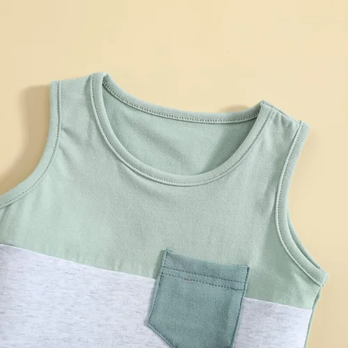 Miniatura 46 de Conjunto de ropa casual de manga corta con botones y pantalones cortos de lino para bebés y niños pequeños
