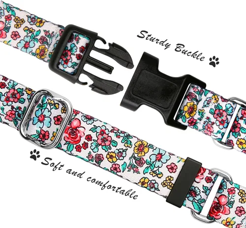 Miniatura 3 de Collar Martingale para perros, collares ajustables de nailon suave con diseño especial lindos patrones para perros pequeños, medianos y grandes Flor