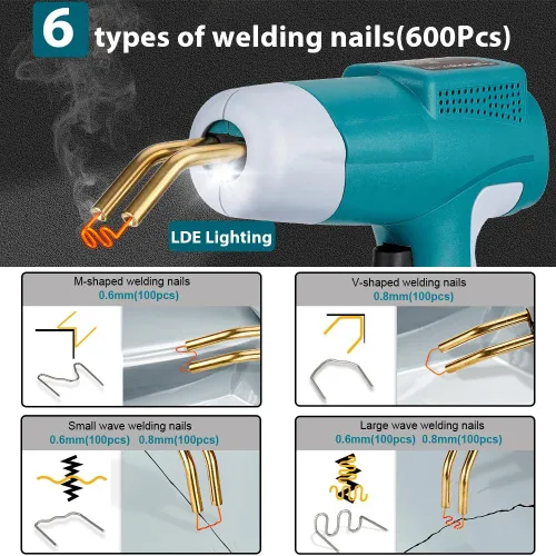 Miniatura 4 de Choerinton Kit de soldador de plástico inalámbrico compatible con batería de litio Makita de 18 V, pistola de soldadura portátil de 80 W