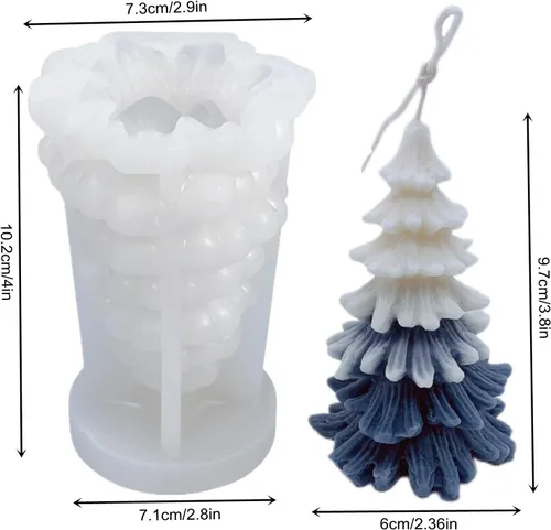 Miniatura 2 de Molde de silicona 3D para jabón de vela de Navidad, fondant, chocolate, pastel, caramelo, molde para hornear para resina epoxi, cera, arcilla