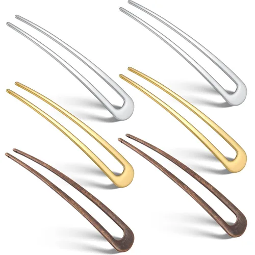 Miniatura 12 de WILLBOND 6 horquillas francesas para el cabello para mujer, horquillas de metal de 4 pulgadas, en forma de U, 2 puntas, horquilla para el peinado