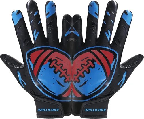 Miniatura 18 de AIGEVTURE Guantes de fútbol para jóvenes, guantes receptores para niños, guantes de fútbol adhesivos para niños y niñas