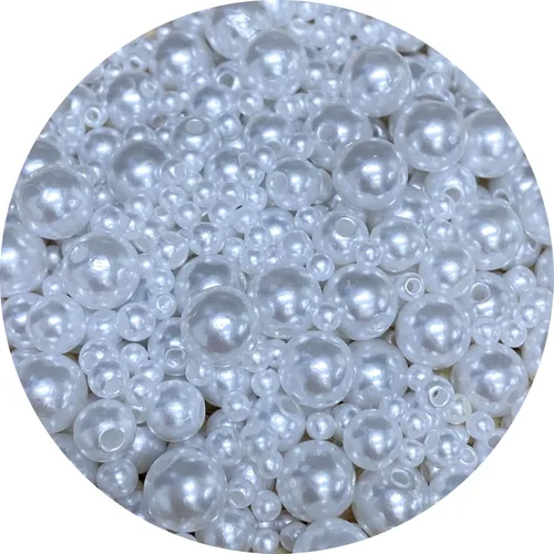 Miniatura 18 de Cuentas de perlas mixtas de 30 a 0.315 in, perlas redondas sueltas de satén, cuentas de plástico para hacer joyas, aretes, pulseras, collares