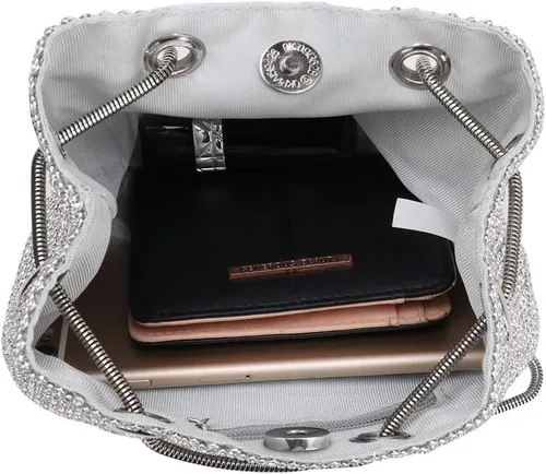 Miniatura 6 de Bolsa de noche para mujer, tamaño mejorado, con diamantes de imitación, bolsa brillante para fiesta, boda, cita nocturna