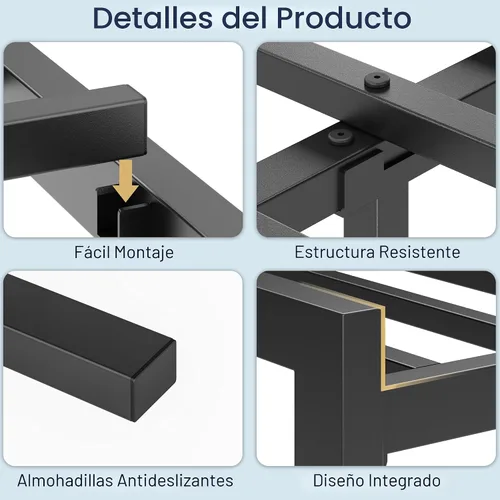 Miniatura 9 de ChicZhiNest Armazón de cama de metal negro tamaño twin con estación de carga USB, iluminación ambiental LED y cabecera de almacenamiento de madera