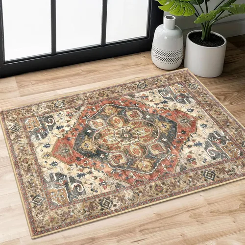 Miniatura 26 de SIILOOM Alfombra lavable de 2 x 3 pies, alfombra suave color taupe ceniza para entrada, tapete antideslizante para puerta de interior, tapete