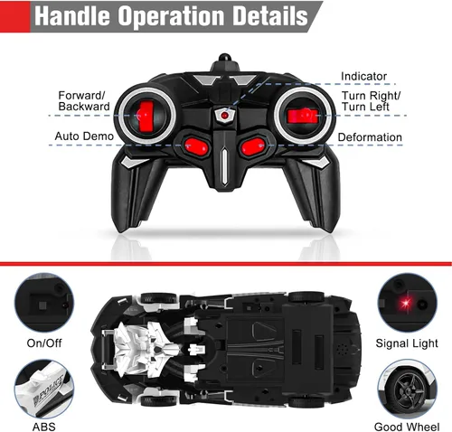Miniatura 5 de BLUEJAY Transform RC Cars para niños de 4-7 y 8-12 años, auto a control remoto transformándose en robot a escala 1:18, 2.4 GHz, transformación