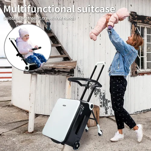 Miniatura 2 de LemoHome Equipaje expandible con ruedas giratorias, maletas grandes con diseño de asiento para niños, equipaje duro para mujeres y hombres, equipaje