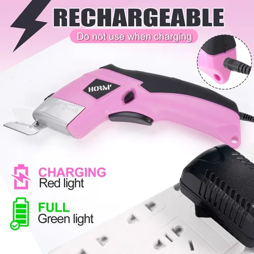 Miniatura 5 de Tijeras eléctricas inalámbricas, cortador de tela de 3.7 V, equipado con 2 cuchillas y 1 línea de carga, cortador de cartón eléctrico para telas