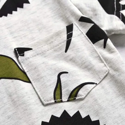 Miniatura 8 de Conjunto de camiseta y pantalones cortos de dinosaurio para niños pequeños de 6 meses a 5 años