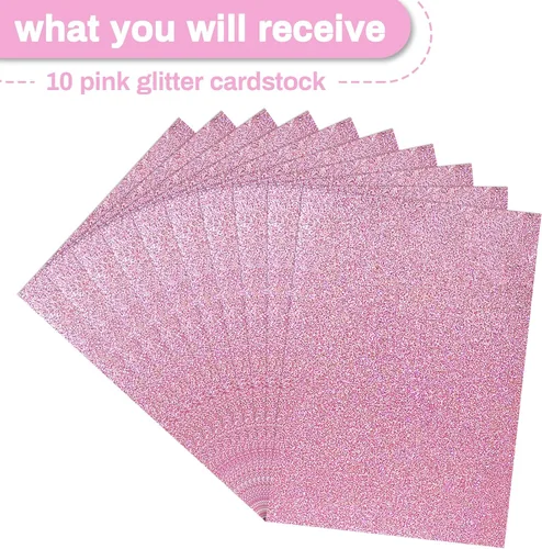 Miniatura 7 de Sukh Papel de Cartulina con Purpurina Rosa - Papel de Cartulina para Manualidades A4 Grueso Colorido para Navidad, San Valentín, Caja de Regalo