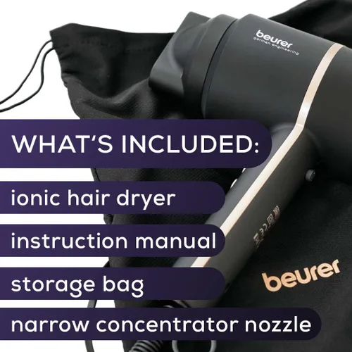 Miniatura 13 de Beurer HC35 - Secador de pelo compacto de 1500 W, tecnología iónica que reduce el encrespamiento, secador de pelo de viaje ligero y portátil con 4